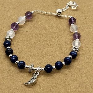 Kyanite, amethyst and selenite moon bracelet
